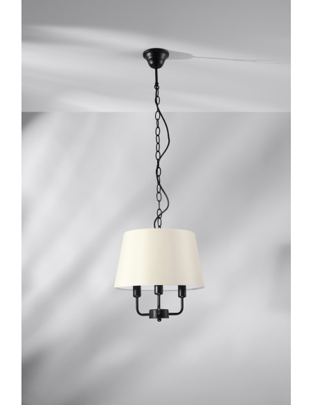 CANDELLUX Pasteri lampa wisząca czarny matowy 3x40w e14 abażur beżowy 31-01351