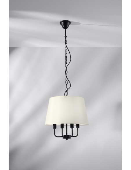 CANDELLUX Pasteri lampa wisząca czarny matowy 4x40w e14 abażur beżowy 31-01368