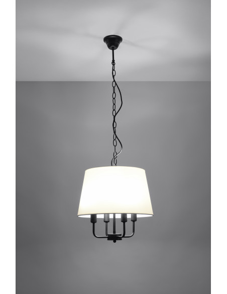 CANDELLUX Pasteri lampa wisząca czarny matowy 4x40w e14 abażur beżowy 31-01368