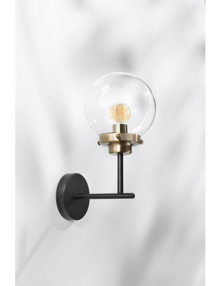 CANDELLUX Lens lampa kinkiet czarny+patynowy matowy 1x40w e14 klosz bezbarwny 21-01283