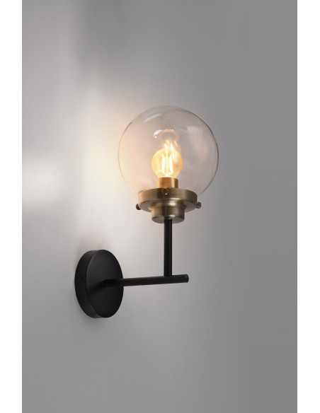 CANDELLUX Lens lampa kinkiet czarny+patynowy matowy 1x40w e14 klosz bezbarwny 21-01283