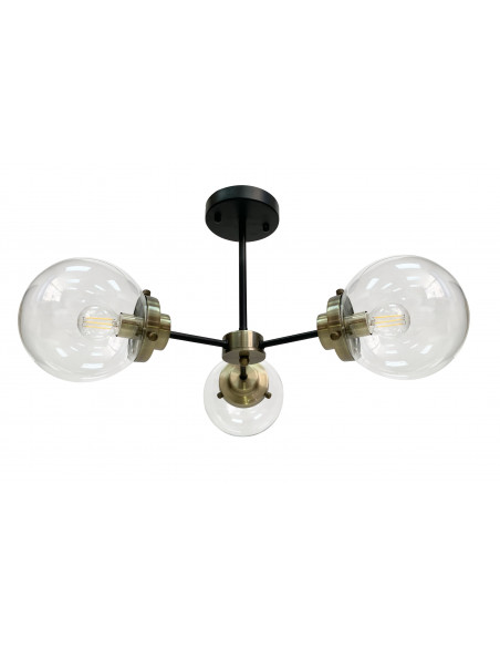 CANDELLUX Lens lampa sufitowa czarny+patynowy 3x40w e14 klosz bezbarwny 33-01290