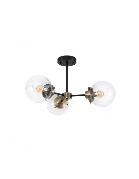 CANDELLUX Lens lampa sufitowa czarny+patynowy 3x40w e14 klosz bezbarwny 33-01290