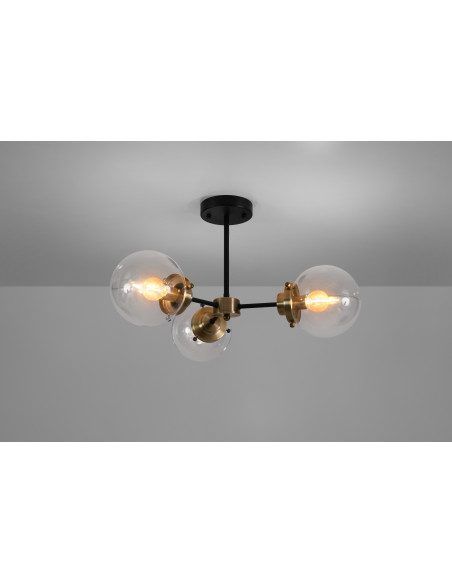CANDELLUX Lens lampa sufitowa czarny+patynowy 3x40w e14 klosz bezbarwny 33-01290