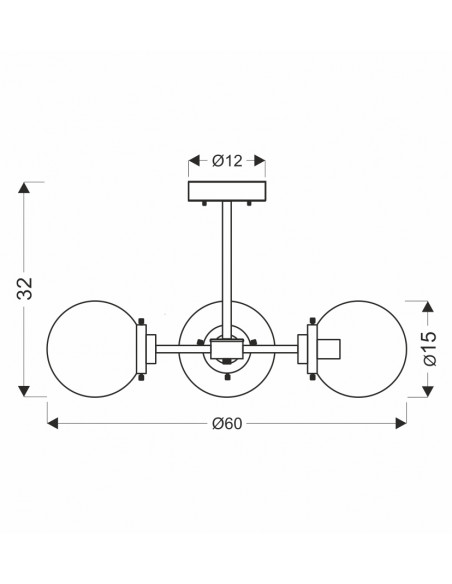 CANDELLUX Lens lampa sufitowa czarny+patynowy 3x40w e14 klosz bezbarwny 33-01290