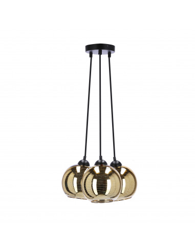 CANDELLUX Trio lampa wisząca czarny 3x60w e27 klosz złoty 33-11961