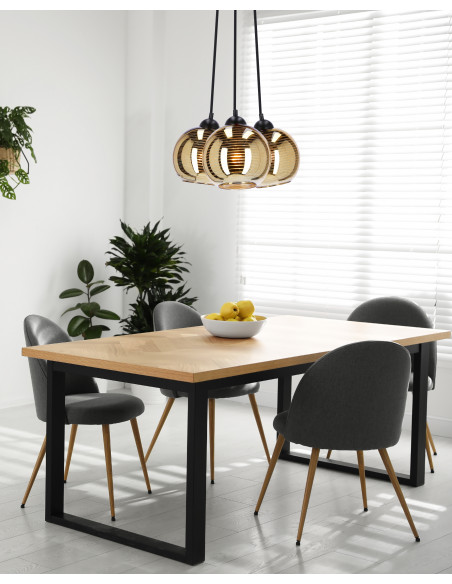 CANDELLUX Trio lampa wisząca czarny 3x60w e27 klosz złoty 33-11961