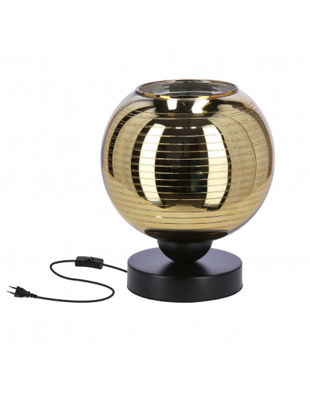 CANDELLUX Trio lampa stołowa czarny 1x60w e27 klosz złoty 41-11978