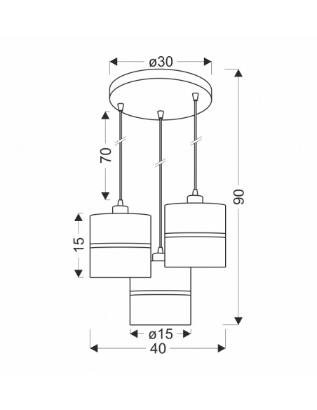 CANDELLUX Assam lampa wisząca talerz czarny+złoty 3x60w e27 abażur czarny+złoty pasek 33-17468