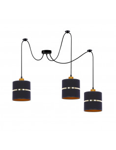 CANDELLUX Assam p lampa wisząca czarny+złoty 3x60w e27 abażur czarny+złoty pasek 33-17772