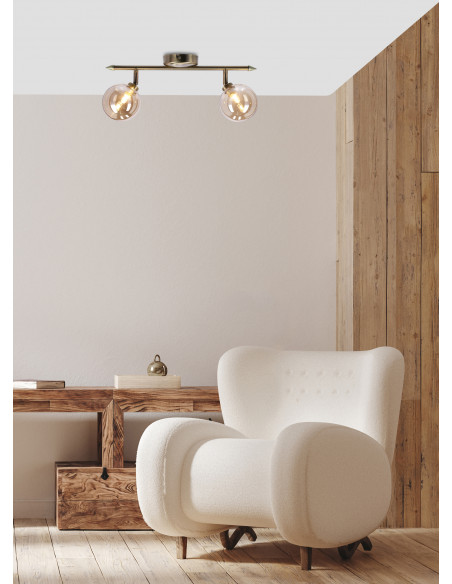 CANDELLUX Rodia lampa sufitowa listwa patynowy 2x40w g9 klosz bursztynowy 92-16539