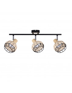 CANDELLUX Tajga lampa sufitowa listwa czarny+drewniany 3x40w e14 klosz czarny+drewniany 93-12227