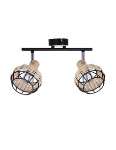 CANDELLUX Tajga lampa sufitowa listwa czarny+drewniany 2x40w e14 klosz czarny+drewniany 92-12203