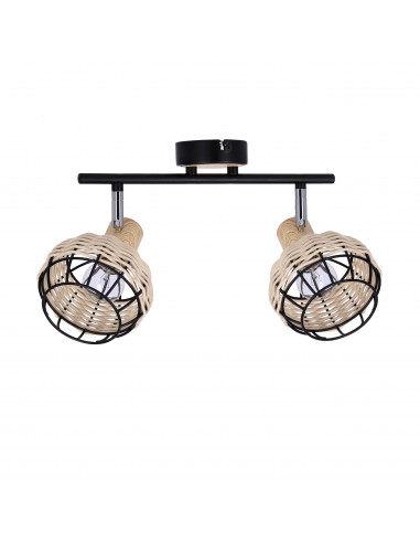 CANDELLUX Tajga lampa sufitowa listwa czarny+drewniany 2x40w e14 klosz czarny+drewniany 92-12203