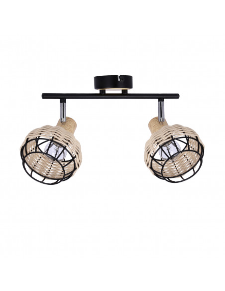 CANDELLUX Tajga lampa sufitowa listwa czarny+drewniany 2x40w e14 klosz czarny+drewniany 92-12203