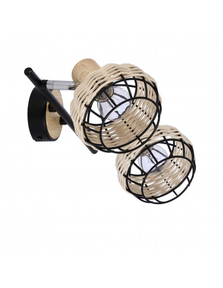 CANDELLUX Tajga lampa sufitowa listwa czarny+drewniany 2x40w e14 klosz czarny+drewniany 92-12203