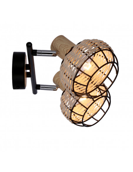 CANDELLUX Tajga lampa sufitowa listwa czarny+drewniany 2x40w e14 klosz czarny+drewniany 92-12203