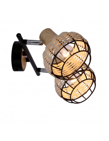 CANDELLUX Tajga lampa sufitowa listwa czarny+drewniany 2x40w e14 klosz czarny+drewniany 92-12203