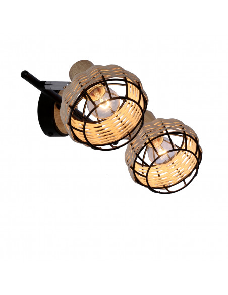 CANDELLUX Tajga lampa sufitowa listwa czarny+drewniany 2x40w e14 klosz czarny+drewniany 92-12203
