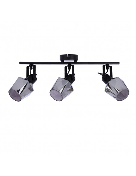 CANDELLUX Randi lampa sufitowa listwa czarny matowy 3x15w e14 klosz dymiony 93-13378