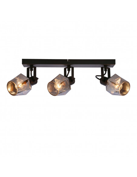 CANDELLUX Randi lampa sufitowa listwa czarny matowy 3x15w e14 klosz dymiony 93-13378