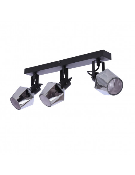 CANDELLUX Randi lampa sufitowa listwa czarny matowy 3x15w e14 klosz dymiony 93-13378