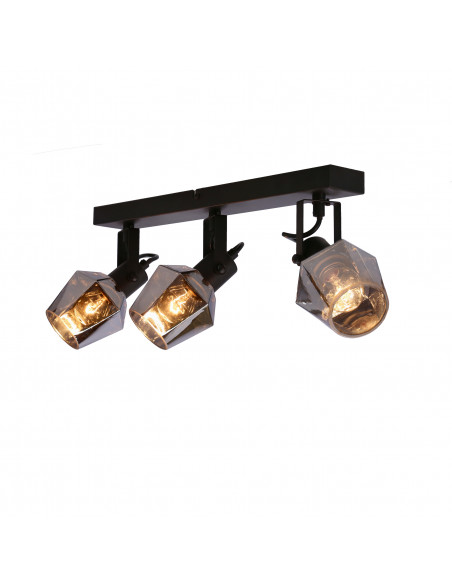 CANDELLUX Randi lampa sufitowa listwa czarny matowy 3x15w e14 klosz dymiony 93-13378