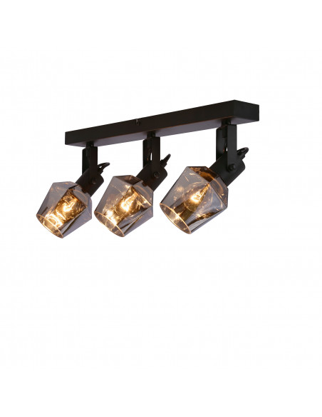 CANDELLUX Randi lampa sufitowa listwa czarny matowy 3x15w e14 klosz dymiony 93-13378