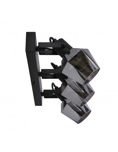 CANDELLUX Randi lampa sufitowa listwa czarny matowy 3x15w e14 klosz dymiony 93-13378
