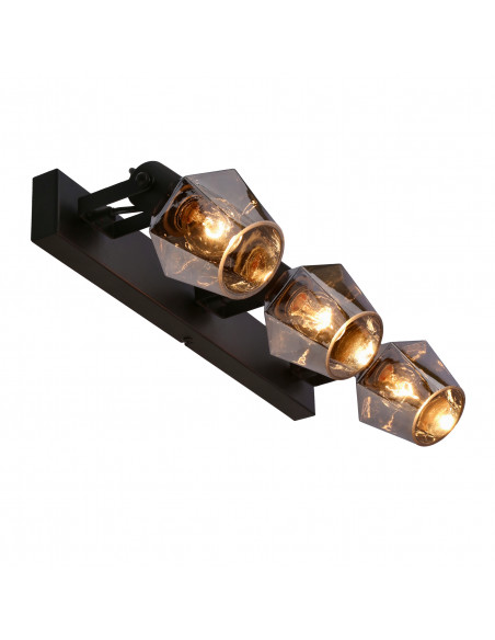 CANDELLUX Randi lampa sufitowa listwa czarny matowy 3x15w e14 klosz dymiony 93-13378
