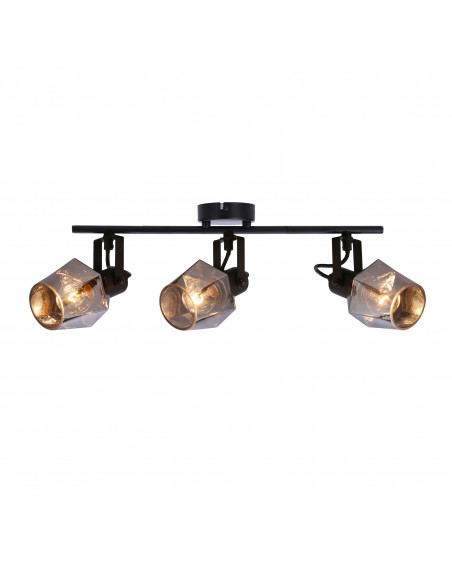CANDELLUX Randi lampa sufitowa listwa czarny matowy 3x15w e14 klosz dymiony 93-13378