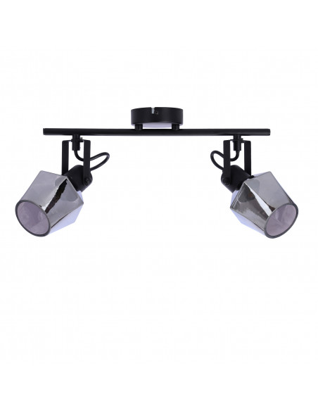 CANDELLUX Randi lampa sufitowa listwa czarny matowy 2x15w e14 klosz dymiony 92-13361