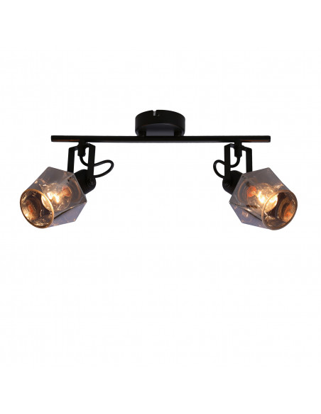 CANDELLUX Randi lampa sufitowa listwa czarny matowy 2x15w e14 klosz dymiony 92-13361