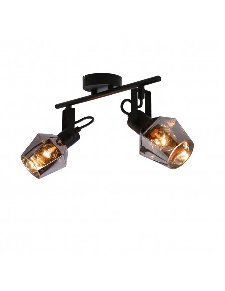 CANDELLUX Randi lampa sufitowa listwa czarny matowy 2x15w e14 klosz dymiony 92-13361