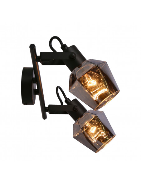 CANDELLUX Randi lampa sufitowa listwa czarny matowy 2x15w e14 klosz dymiony 92-13361