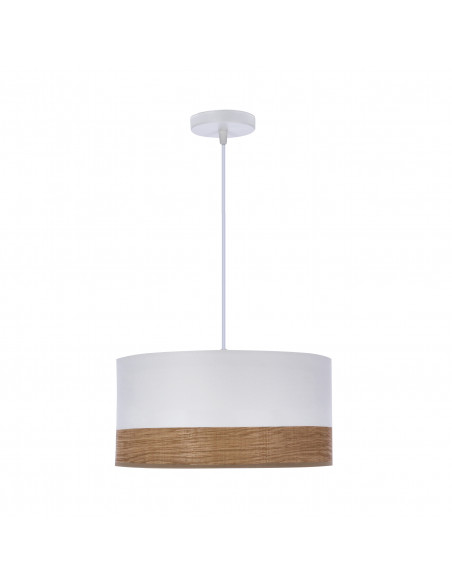 CANDELLUX Bianco lampa wisząca biały 1x40w e27 abażur biały+orzechowy 31-17536