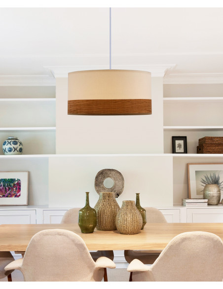 CANDELLUX Bianco lampa wisząca biały 1x40w e27 abażur biały+orzechowy 31-17536