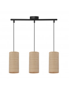 CANDELLUX Fleri lampa wisząca czarny 3x60 e27 abażur 12x25 beżowy ratan 33-19752