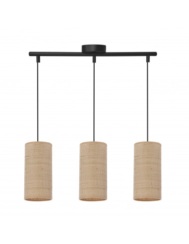 CANDELLUX Fleri lampa wisząca czarny 3x60 e27 abażur 12x25 beżowy ratan 33-19752