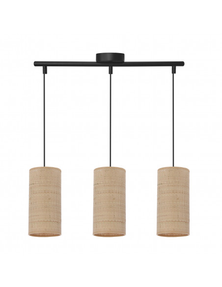 CANDELLUX Fleri lampa wisząca czarny 3x60 e27 abażur 12x25 beżowy ratan 33-19752