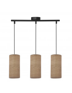 CANDELLUX Ballo lampa wisząca czarny 3x60 e27 abażur orzechowy 33-19745