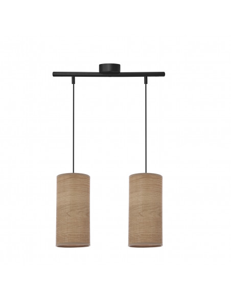 CANDELLUX Ballo lampa wisząca czarny 2x60 e27 abażur orzechowy 32-19738