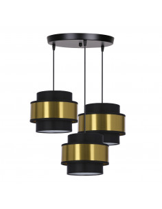 CANDELLUX Prestige lampa wisząca czarny talerz 3x40w e27 abażur czarny+złoty 33-17949