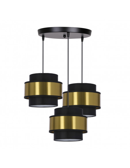 CANDELLUX Prestige lampa wisząca czarny talerz 3x40w e27 abażur czarny+złoty 33-17949