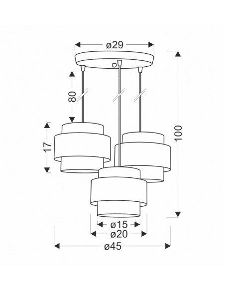 CANDELLUX Prestige lampa wisząca czarny talerz 3x40w e27 abażur czarny+złoty 33-17949