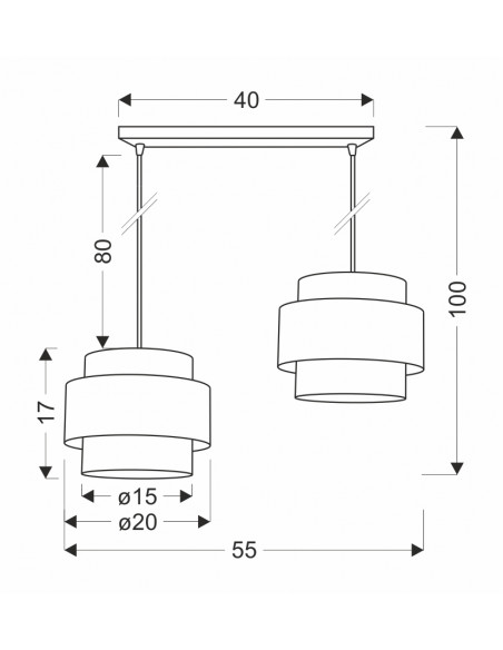 CANDELLUX Prestige lampa wisząca czarny 2x40w e27 abażur czarny+złoty 32-17925