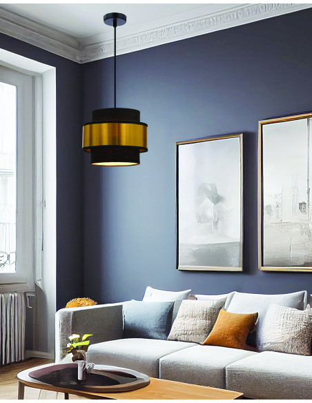 CANDELLUX Prestige lampa wisząca czarny 1x40w e27 abażur czarny+złoty 31-17918
