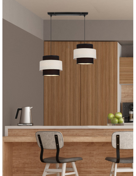 CANDELLUX Benta lampa wisząca czarny 2x40w e27 abażur czarny+kremowy 32-17802