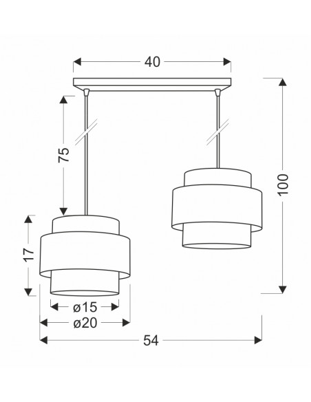 CANDELLUX Benta lampa wisząca czarny 2x40w e27 abażur czarny+kremowy 32-17802