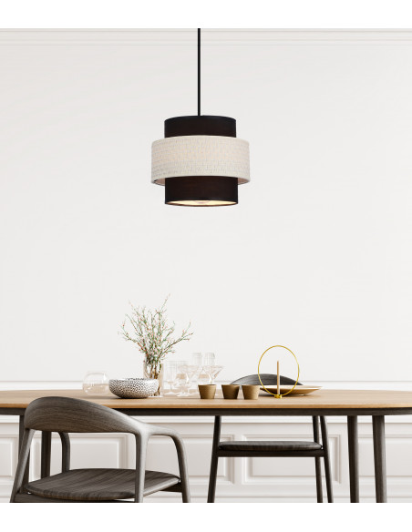 CANDELLUX Benta lampa wisząca czarny 1x40w e27 abażur czarny+kremowy 31-17796